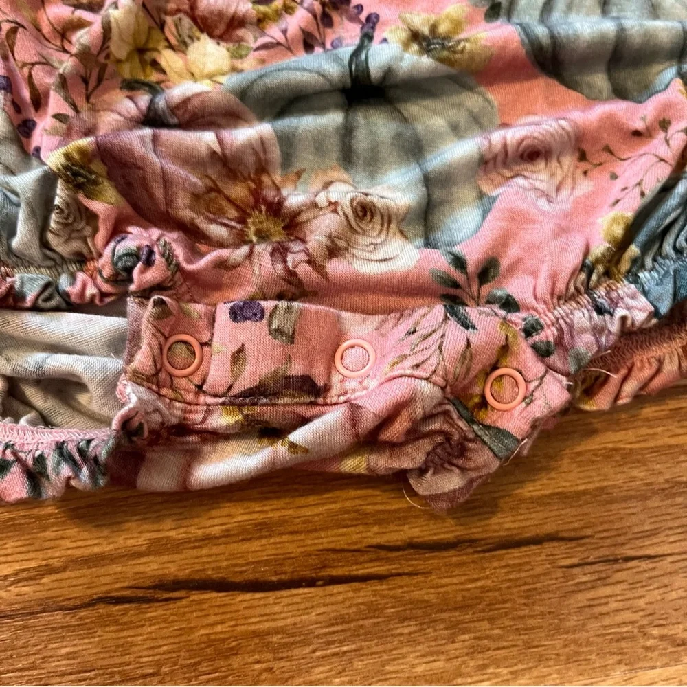Posh Peanut Marley Floral Pumpkin Ruffled Bubble  Romper Size 18-24 Month